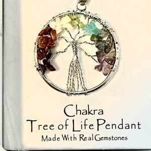 Silver Chakra Tree of Life Pendant Necklace
